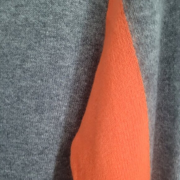 NWT BRODIE Fine Cashmere Women's Color Block Cardi Grey/Neon Orange Size M - Picture 4 of 6